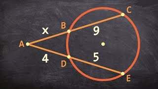 Find the missing value using two secant lines from a point outside of the circle [upl. by Anwadal498]