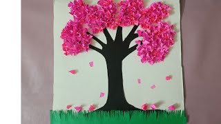 how to make beautiful paper tree artDIY wall hangingTree wall decor idea [upl. by Artsa708]