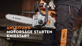 STIHL Motorsäge MS 170 starten Kniestart [upl. by Maller]