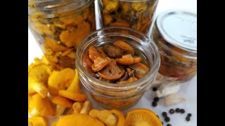 CANNING marinated MUSHROOMS I chose chanterelles USDA approved recipe Waterbath canning [upl. by Stav]