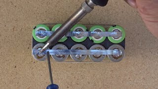 How to solder 18650 Liion batteries to make a custommade battery pack Ebike [upl. by Tobey306]