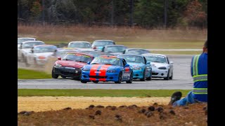 NASA SE Spec Miata race at CMP on Nov 3rd 2024 Dean finishes 2nd but awarded the win after contact [upl. by Enihpesoj]