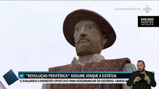 Manifestantes colocam fogo na estátua do bandeirante Borba Gato em São Paulo [upl. by Ravo]