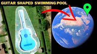 Guitar shaped pool find on Google Earth and Map [upl. by Nisotawulo488]