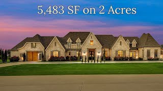 Custom 1Story 5483 SF 2 Acres PorteCochère 5Bed 45Bath 3Car NE of Dallas Home For Sale [upl. by Olethea712]