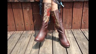 Dwarvesshoes  Handmade Leather Knee High Boots Retro Block Heel Biker Boots [upl. by Etka]