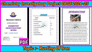 CBSE 2425 Class XII  Chemistry Investigatory Project On Rusting Of Iron  With PDF [upl. by Rebah]