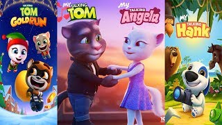 My Talking Hank vs My Talking Tom  My Talking Angela vs Talking Tom Gold Run Gameplay [upl. by Ajiak]