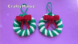 CROCHET TUTORIAL  COMO HACER CORONA NAVIDEÑA A CROCHET MUY FÁCIL Adornos Navideños [upl. by Ydnahs]