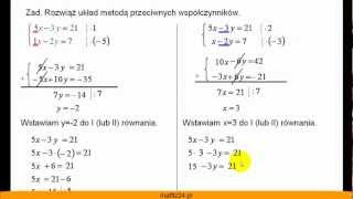 Metoda przeciwnych współczynników  Rozwiąż układ równań  Matfiz24pl [upl. by Jegar608]