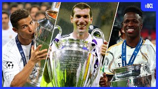 All 15 REAL MADRID UCL Trophy Lifts [upl. by Nosnarb]