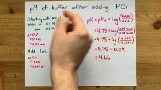 Find the pH of a Buffer after Adding HCl [upl. by Hainahpez989]