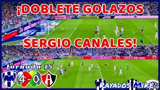 ¡DOBLETE DE GOLAZOS SERGIO CANALES  Monterrey 40 Atlas J15 Liga MX AP 2024  Rayados Mike [upl. by Monafo]