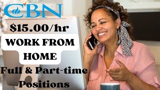 Work From Home Jobs 2023  Remote Jobs  15  1525Hour  Christian Broadcasting Network CBN [upl. by Leahcim]