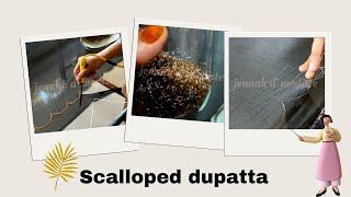 Dupatta scallop ചെയ്യുന്നത് എങ്ങനെ full process of scalloping dupatta🌸🌸 [upl. by Annuhsal]