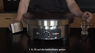 Professionelles Crêpegerät von Krampouz Einbrennen der Platte aus Gusseisen [upl. by Cud]