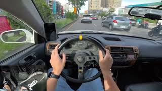 POV Manual Car Morning Commuting to Work with Pedal Cam ASMR  HONDA Civic [upl. by Carew]