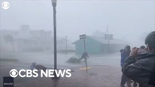 Weather Channels Jim Cantore nearly blown away hit by tree branch while covering Hurricane Ian [upl. by Enajyram]