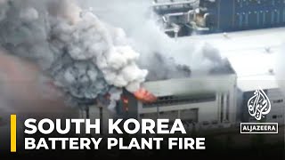 South Korea One dead 21 ‘unaccounted for’ as fire rages at lithium battery plant in Hwaseong [upl. by Enoyrt]