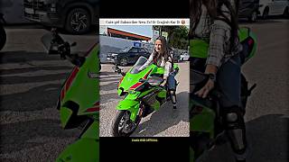 Cute girl Subscriber want to Ride New Kawasaki Ninja Zx10r 🥰shorts bike rider girlrider zx10r [upl. by Wanfried]