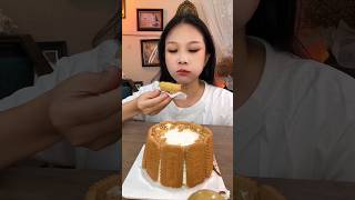 Caramel Cake here🤎🤎 mukbang dessert asmreating [upl. by Gewirtz]