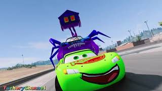 Epic Escape Lightning Mcqueen 🆚 Super Giant Mutant Cars Scary Eater  Coffin Dance Song Cover [upl. by Htiffirg]