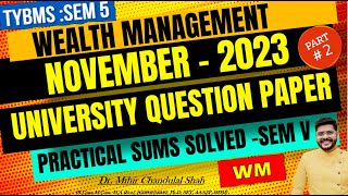 Wealth Management  NOVEMBER 2023  2 University Question Paper SOLVED TYBMS V [upl. by Denis]