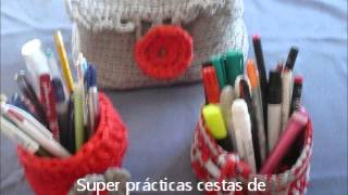 Cómo hacer una cesta pequeña de trapillo a crochet [upl. by Narcis]