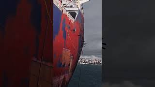 Windy day in the shipyard ship maritime shipping marine vessel wind windy storm rain air [upl. by Derfiniw]