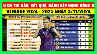 Lịch Thi Đấu Kết Quả Bảng Xếp Hạng Vòng 6 VLeague 2024  2025 Ngày 311  Bình Dương Nhất Bảng [upl. by Boleyn]