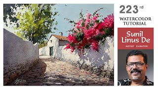 Watercolor painting tutorial Beyond the reference photo  Landscape painting  Sunil Linus De [upl. by Ramuk328]