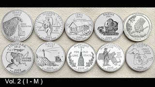 United States Mints 50 State Quarters coin collection in Alphabetical order  Vol 2  I  M [upl. by Honoria]