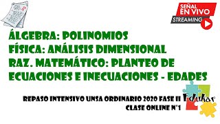 REPASO UNSA ORDINARIO 2020 FASE II CLASE ONLINE Nº1 [upl. by Levitan416]