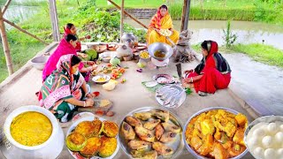 বাড়িতে পুজো উপলক্ষে ভোগের খিচুড়ি রান্না করলাম সাথে নবরত্নবেগুনভাজইলিশমাছ ভাজামিষ্টি  khichuri [upl. by Natanoy680]