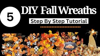 5 DIY FALL WREATHS  STEP BY STEP WREATH TUTORIAL  Beginner Wreath Making  Fun Fall DIY [upl. by Natala]