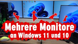 Mehrere Monitore an einem PC oder Laptop anschließen Windows 11 und 10  welche Adapter und Kabel [upl. by Cailean]