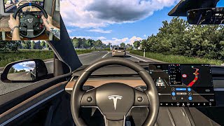 Tesla Model Y 2022  ETS 2 Thrustmaster T150TMX Gameplay [upl. by Aynahs]