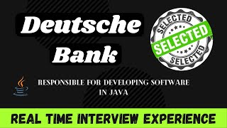 Deutsche Bank  RealTime Interview Experience  Insights and Tips  Java Interview [upl. by Sirotek454]