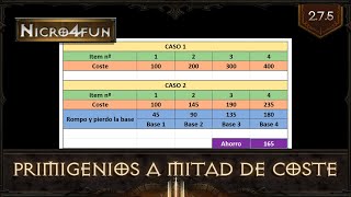 Diablo 3 RoS  Cómo fabricar Primigenios a mitad de coste 275  S28 [upl. by Nohsyt685]