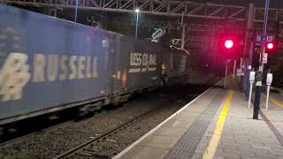 4S45  DRS88s  88005 quotMinervaquot heading north through Stafford station [upl. by Lacym]