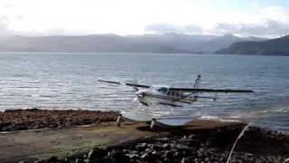 RCMP Cessna 208 Caravan coming up the boat ramp at Queen Charlotte City Canada [upl. by Nylirrej356]