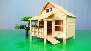 Como construir una casa con palitos de helado  Popsicle stick House DIY [upl. by Lore]