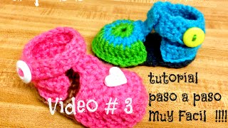 Como Hacer Zapatitos para Bebe Video 3 tejidos con Gancho [upl. by Elane]