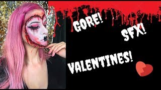 Gory Valentines Love Heart Face Transplant SFX Makeup Tutorial [upl. by Llorrad]