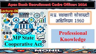 Lecture 06 Apex Bank Recruitment 2024  Cadre Officer Jobs  MP Cooperative Act Details amp Bank Jobs [upl. by Descombes770]