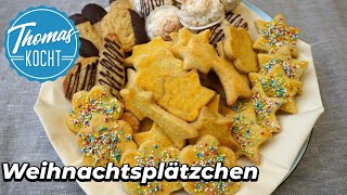 3 Varianten Weihnachtsplätzchen  Butterplätzchen Spritzgebäck Kokosmakronen [upl. by Ainslee]