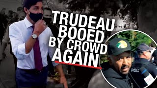 REPORT Locals chase Prime Minister Trudeau out of British Columbia event [upl. by Ateuqram477]