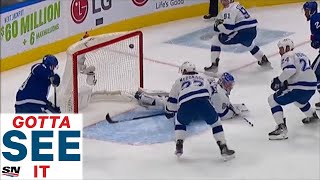 GOTTA SEE IT Andrei Vasilevskiy Makes Desperation Scorpion Save With Skate Blade [upl. by Anerhs446]