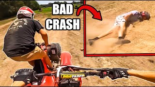 I RAN GARRET OVER FourWheeler VS Dirt Bike [upl. by Charo912]