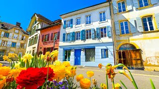 Grandson a hidden Swiss village on Lake Neuchâtel 🇨🇭 Switzerland 4K [upl. by Aitnohs]